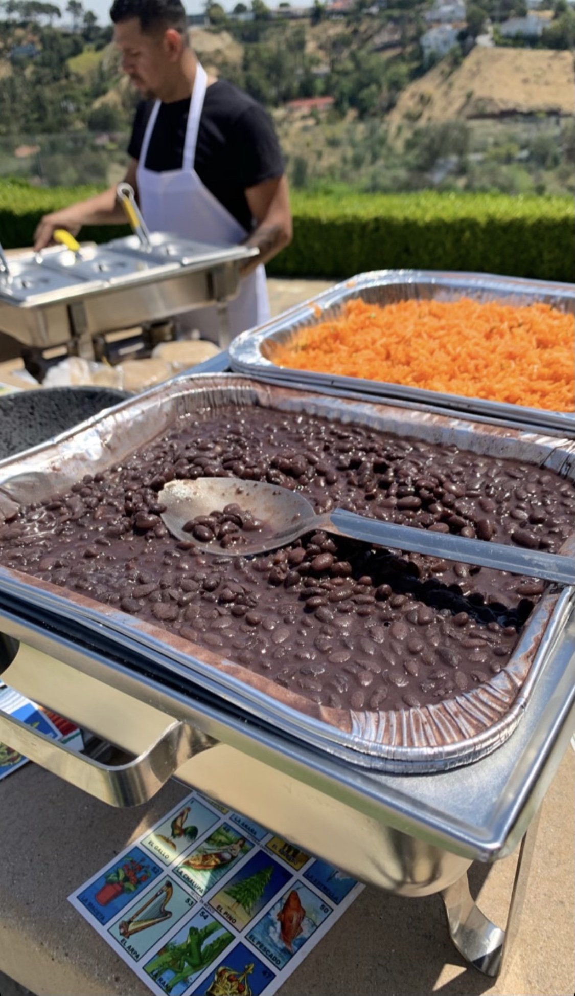 An outdoor Otro Día catering setup